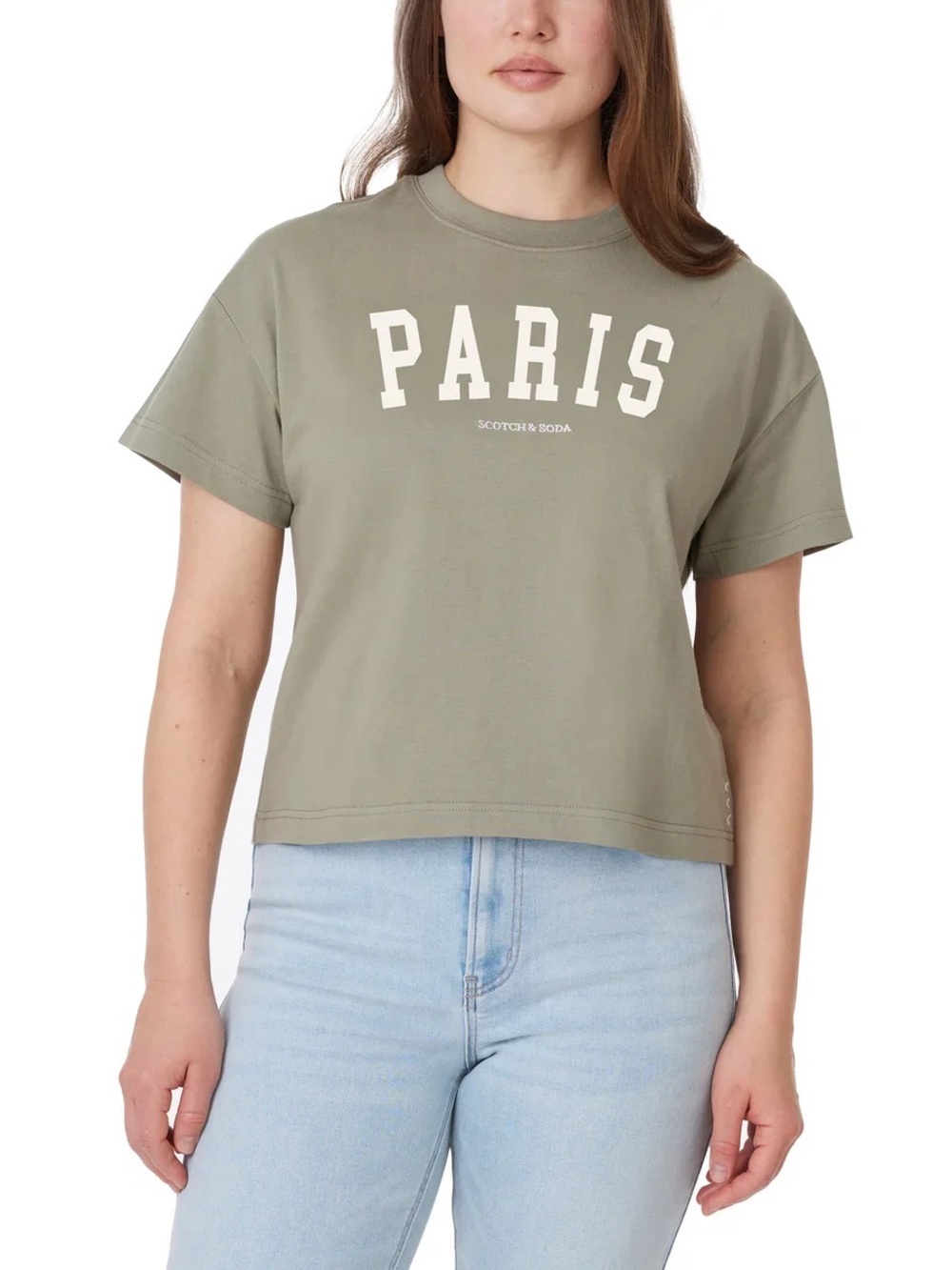 122. Scotch & Soda Crewneck Tee in Olive Paris Cotton Shirt